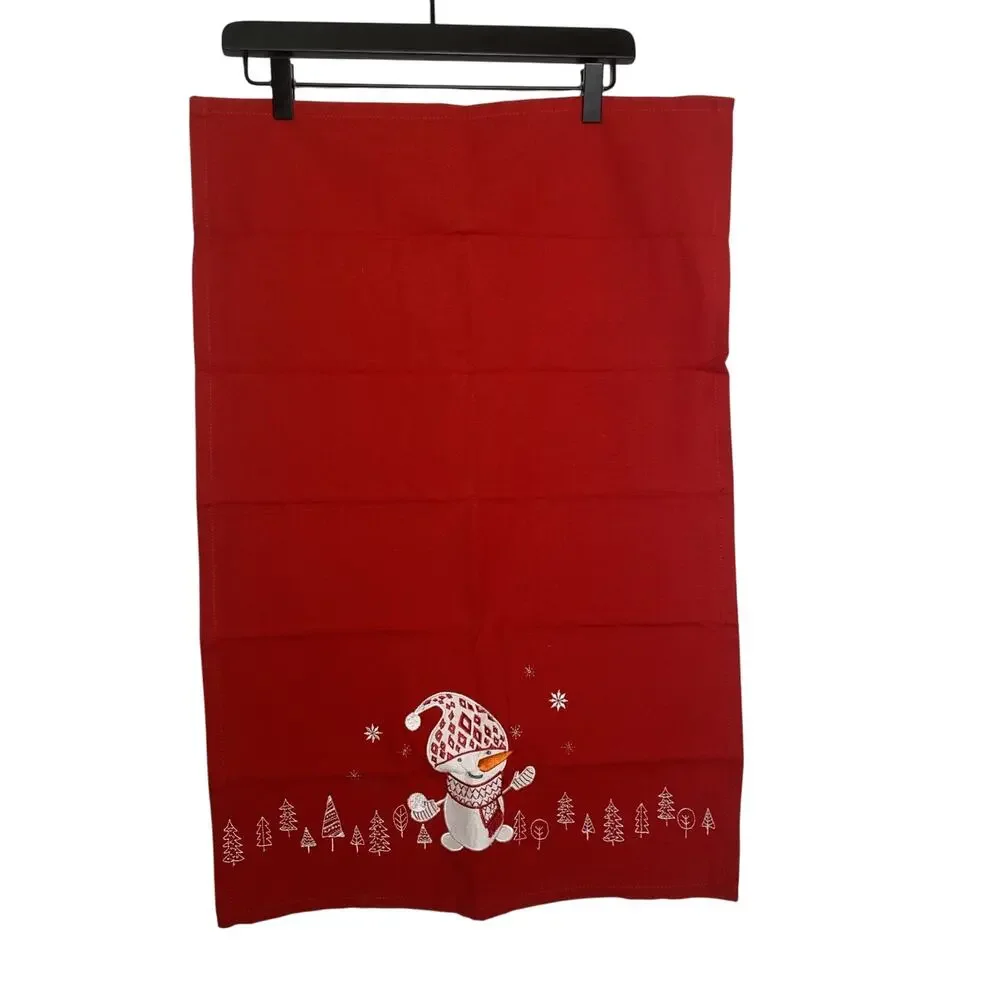 Sur la table Red Kitchen Towel Jacquard Snowman 18